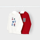 Pack of 2 Long Sleeve T-shirts for Baby in White and Red