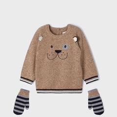 Jersey Intarsia con Manoplas Mayoral para Bebé Cacao