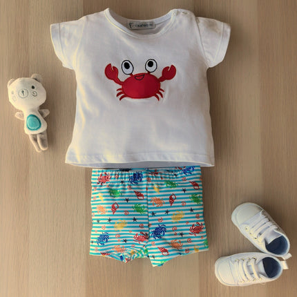 Bañador y Camiseta Cangrejo para Niño calamaro