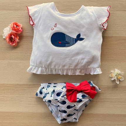 Bañador Camiseta Ballenas para bebe calamaro