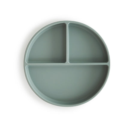Plato de Silicona con Ventosa y 3 Compartimientos Mushie Cambridge Blue